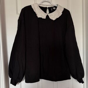 H&M Black Top with White Collar